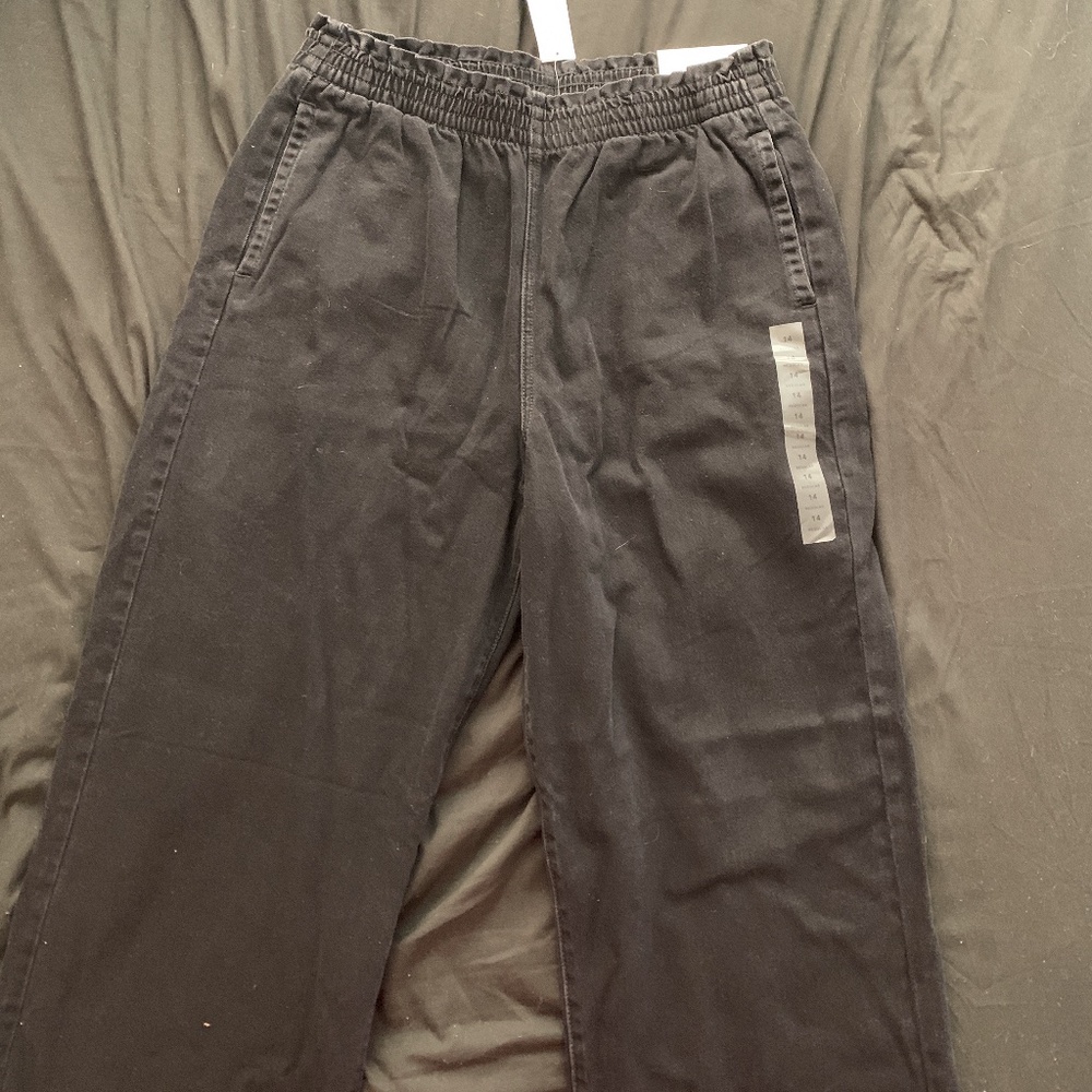 American Eagle black wide leg crop jean